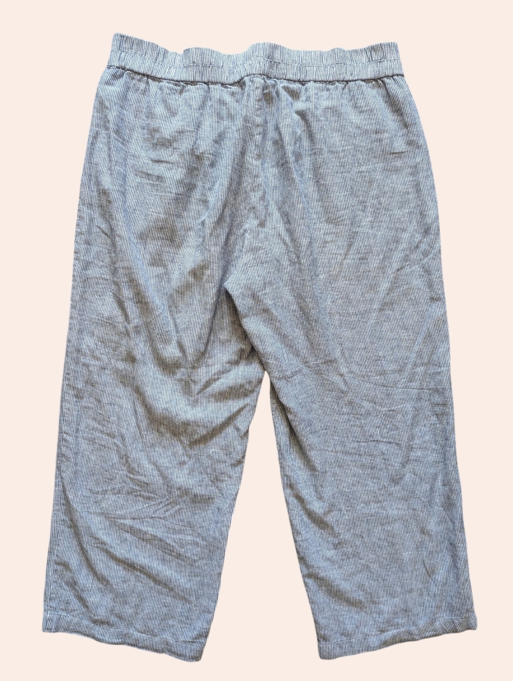Eileen Fisher Blue and White Striped Cropped Pants - Picture 3 of 9